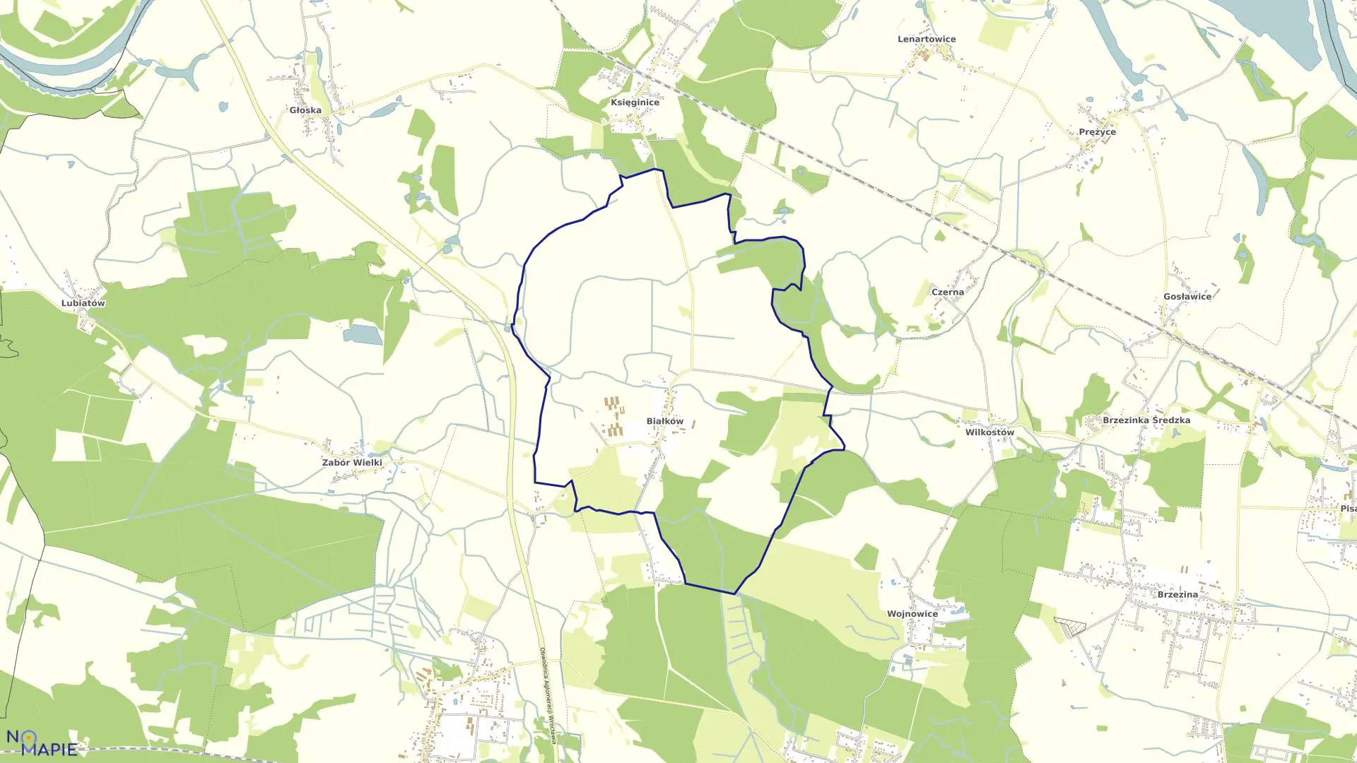 Mapa obrębu Białków w gminie Miękinia