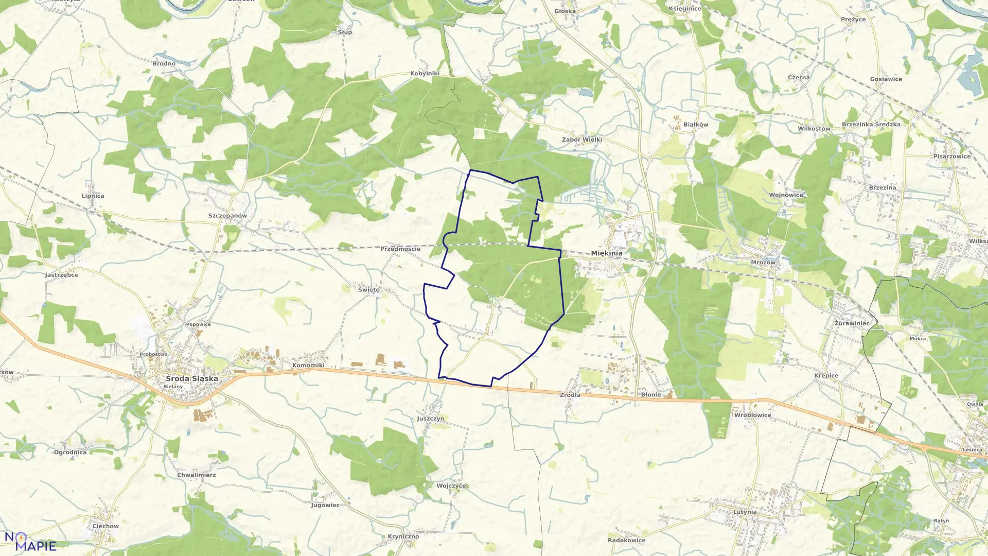 Mapa obrębu Kadłub w gminie Miękinia