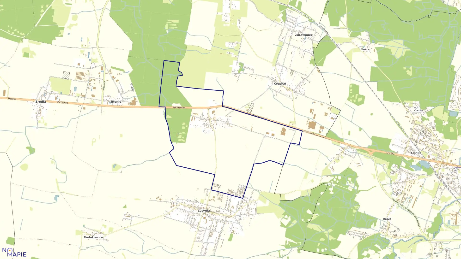 Mapa obrębu Wróblowice w gminie Miękinia