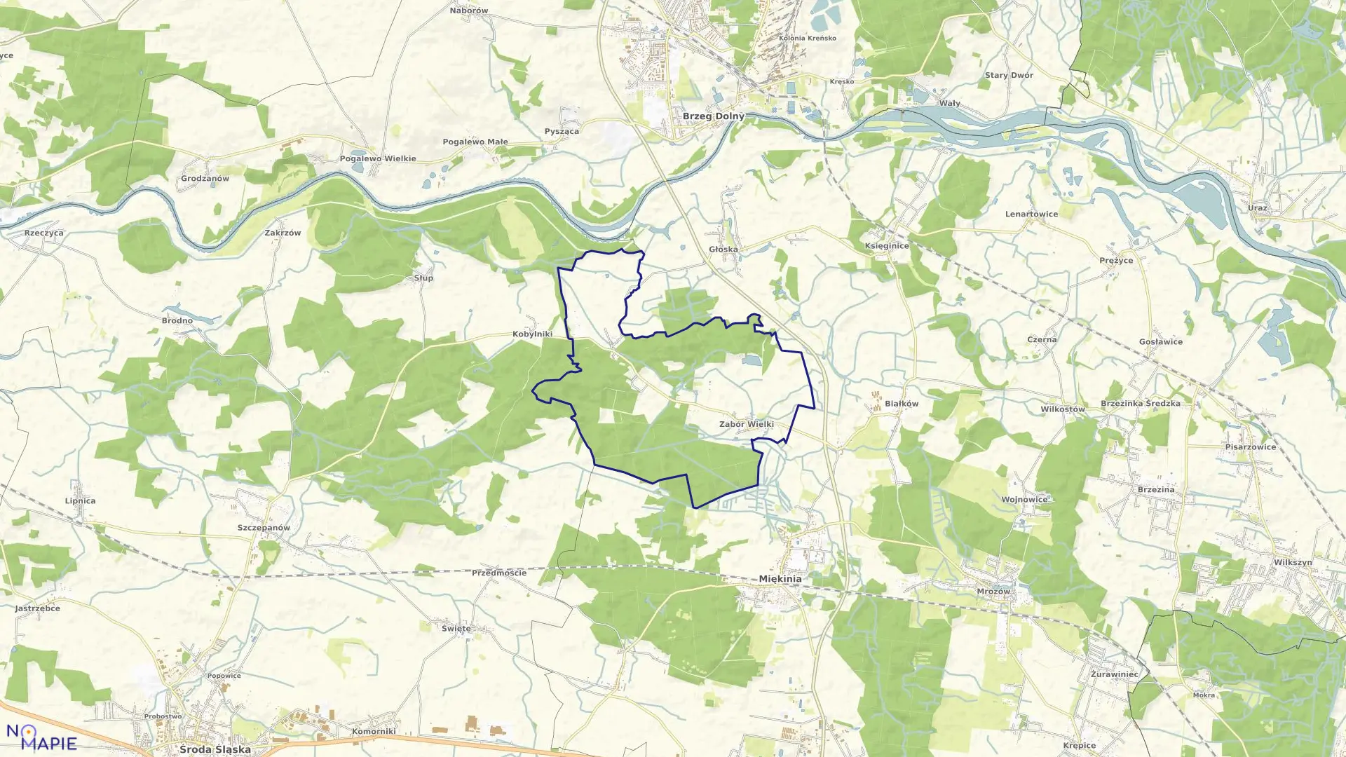 Mapa obrębu Zabór Wielki w gminie Miękinia